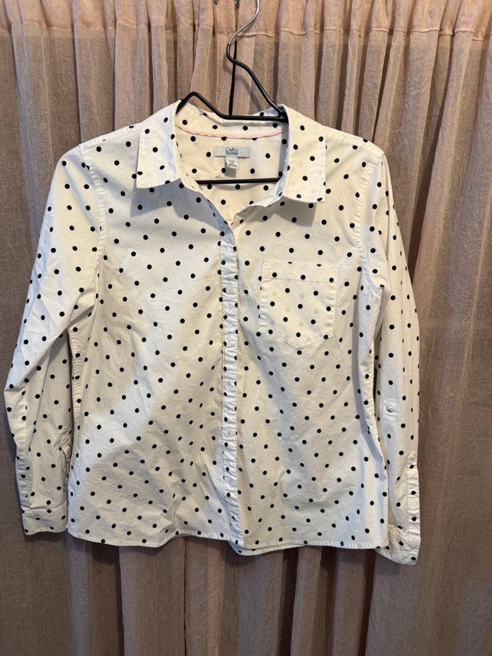 croft & barrow White Top with Black Polka Dots and Pink Trim